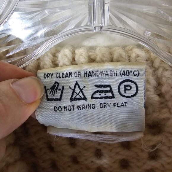 Sheila Handknits Irish Fisherman Sweater S New Wool Cable Knit Beige Chunky - Picture 5 of 7